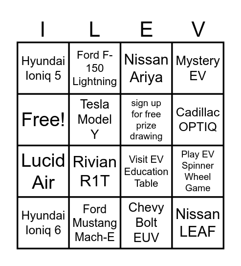 Earth Day EV Bingo Card