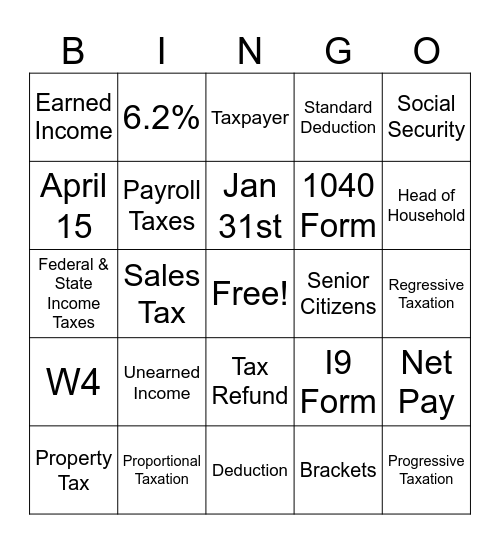 FPWM: Taxes Bingo Card