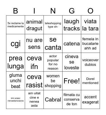 Bingo reclame vechi romanesti Bingo Card