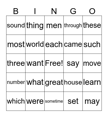 Jonas Bingo Card
