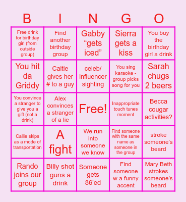 Cumpleaños de Sierra Bingo Card