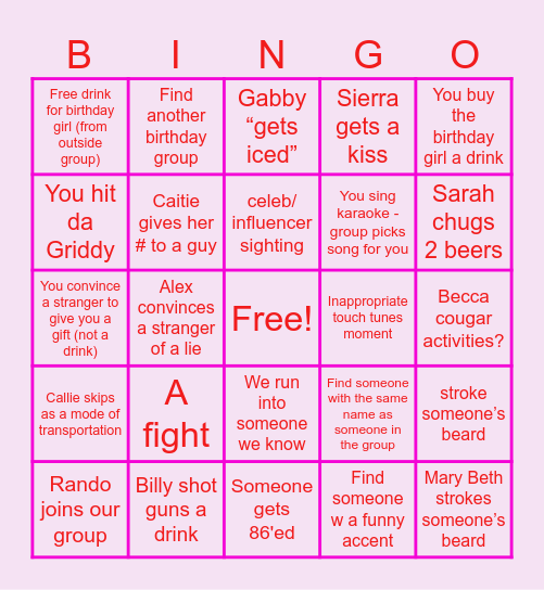 Cumpleaños de Sierra Bingo Card