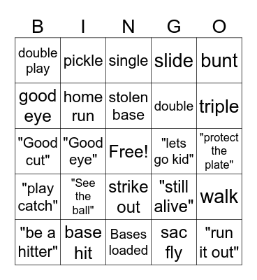 Baseball Bingo Card
