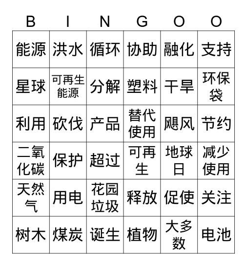 Adams Bingo Card