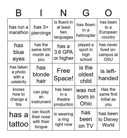 FIND SOMEONE WHO... Bingo Card