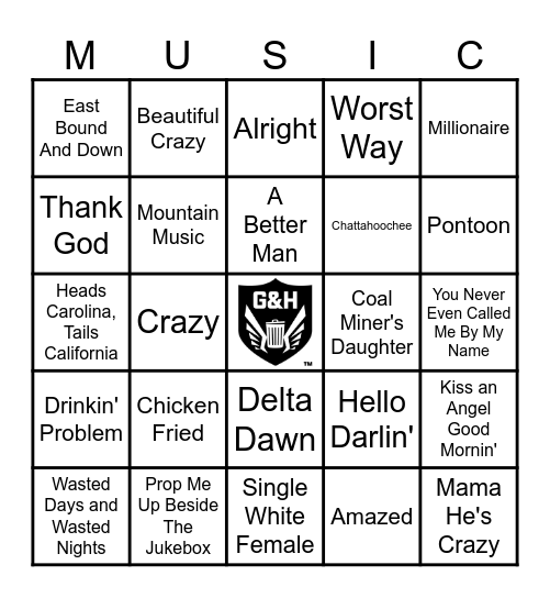 COUNTRY CLUB Bingo Card