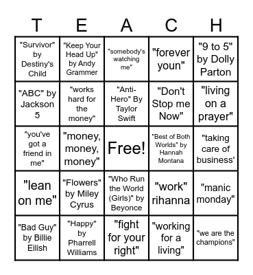 Teacher Appreciation Week Bingo Card