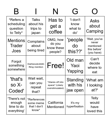 Stewart Bingo Card