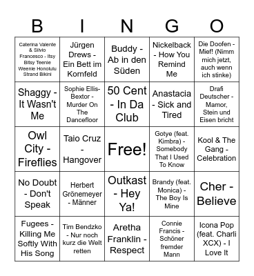 Selinas Gebubu Bingo Card