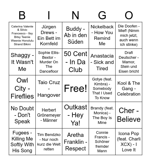 Selinas Gebubu Bingo Card