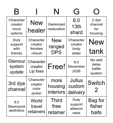 FFXIV fanfest Bingo Card
