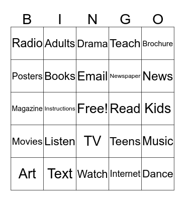 Media Bingo!!! Bingo Card