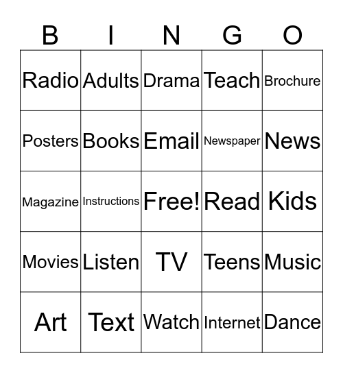 Media Bingo!!! Bingo Card