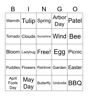 SPRING Bingo Card