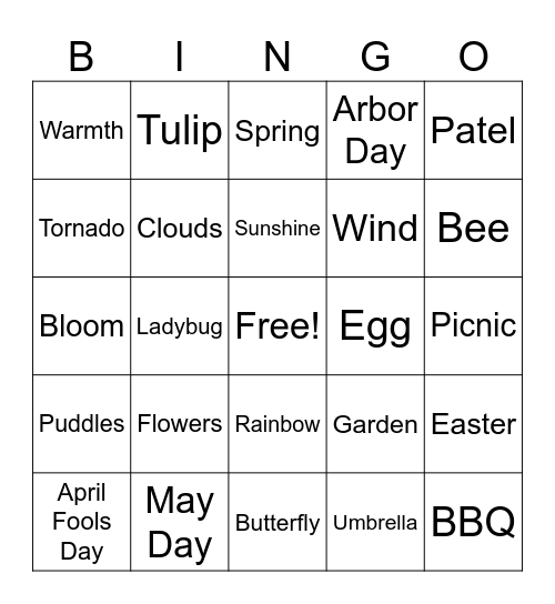SPRING Bingo Card