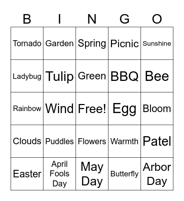 SPRING Bingo Card