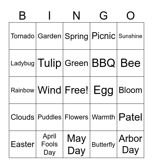 SPRING Bingo Card