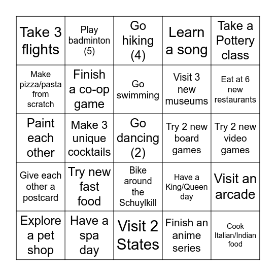 2026 Bingo Card Bingo Card