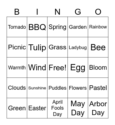 SPRING Bingo Card