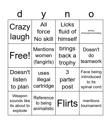 Dyne emote Bingo Card