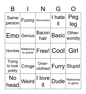 Friends list bingo Card