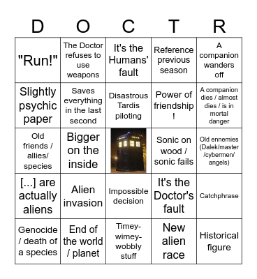 Doctor Who Bingo Card