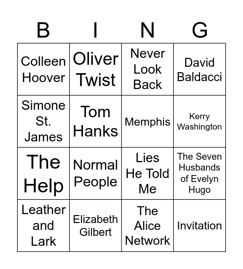 Bookstore Bingo Card