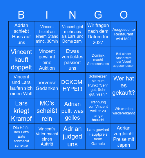 Dokomi 2026 Bingo Card