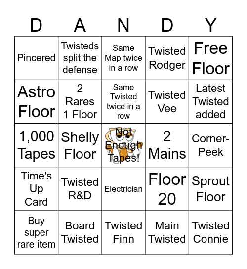 Dandy's World Singleplayer Bingo Card