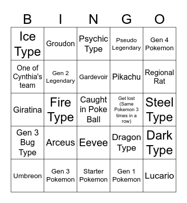 Platinum Bingo Card