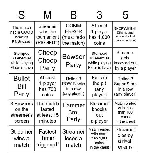 SMB35-CI 20260424 Season 12 Week 6 Bingo Card