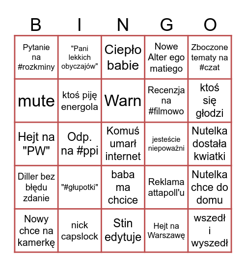 Weekendowy miodzik 25.04 Bingo Card