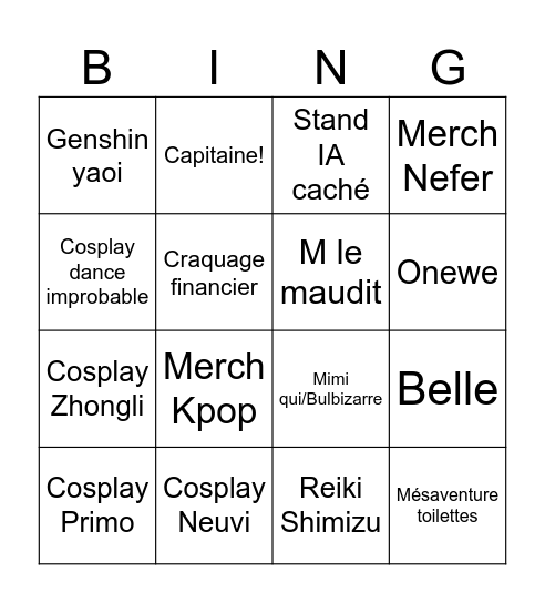 Alicia Bingo Card