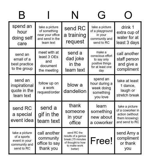 BCRP NW Zone Bingo Card