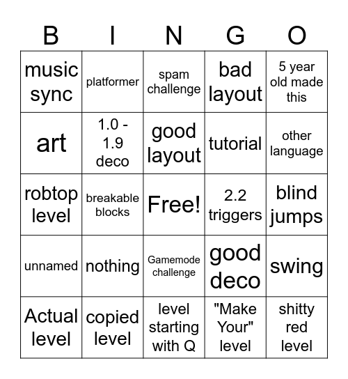 Recent Tab Bingo Card