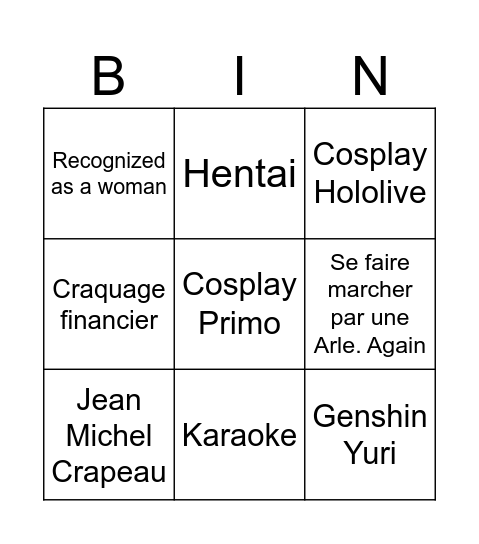 Salomé Bingo Card