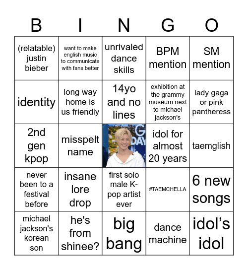 taemin's coachella press tour Bingo Card