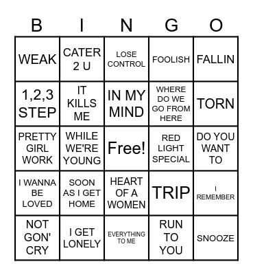 WOMEN R & B BINGO Card