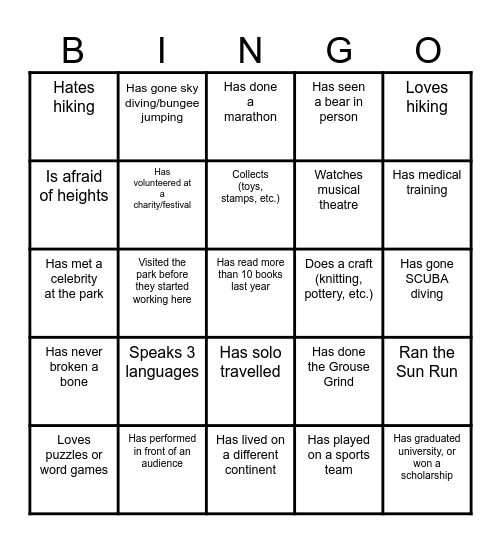 Find someone who... Bingo Card