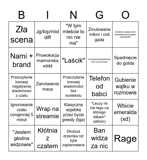 Hińskie bingo Card