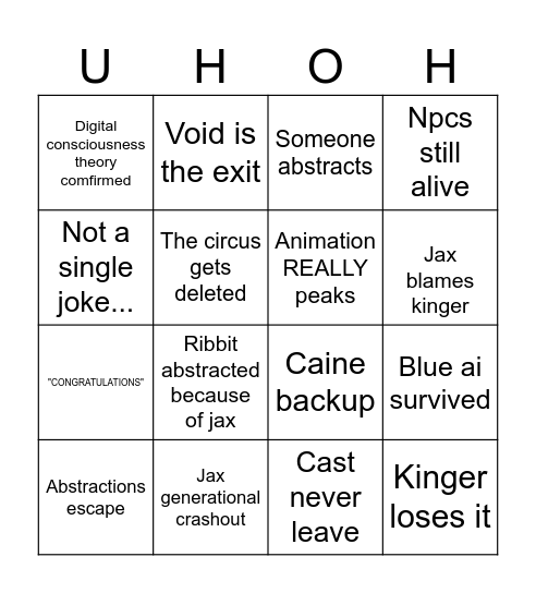 TADC EPISODE 9 CARD!!! Bingo Card