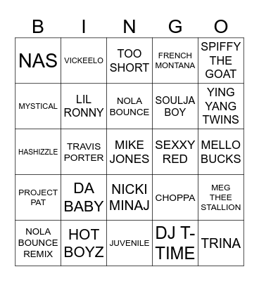 Twerk Round Bingo Card