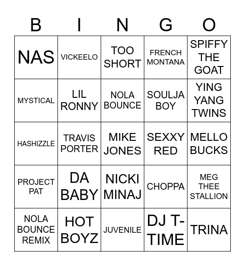 Twerk Round Bingo Card