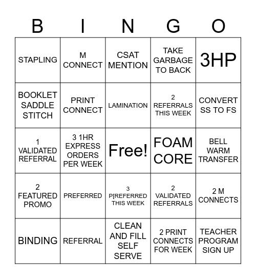 PRINT BINGO Card