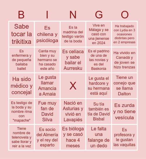 BINGO LxA Bingo Card