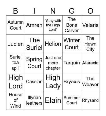 ACOTAR Bingo Card