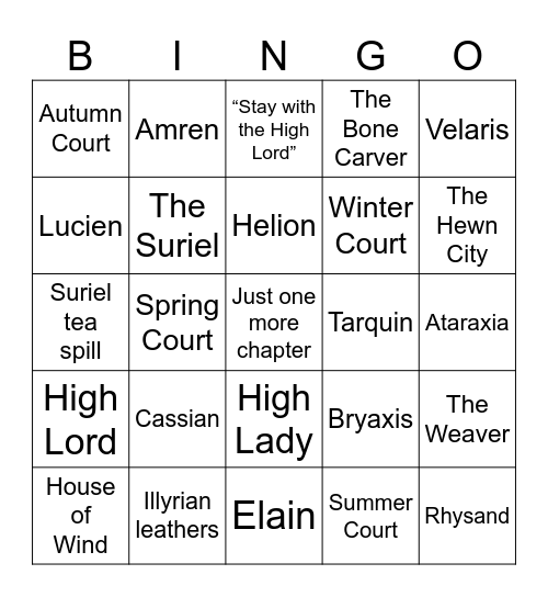 ACOTAR Bingo Card