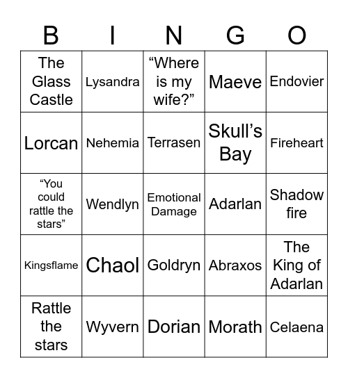 TOG Bingo Card