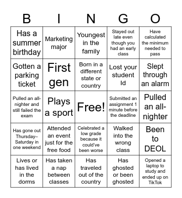 AMA Fall Banquet Bingo Card