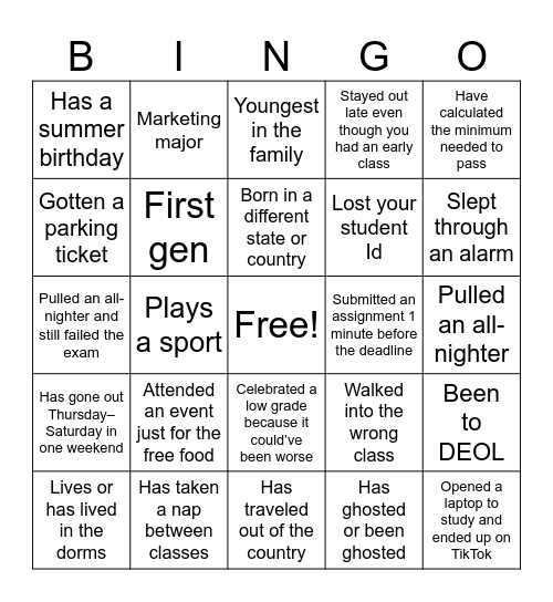 AMA Fall Banquet Bingo Card
